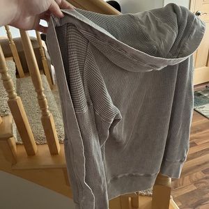 Grey waffle hooded cardigan